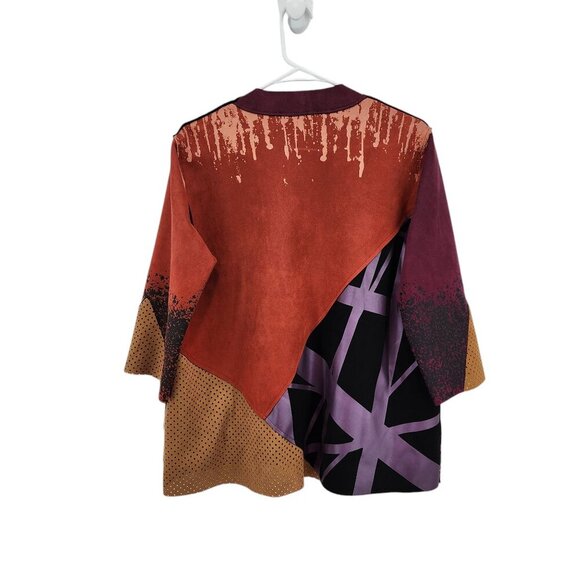 Ali Miles Women's Faux Suede Multi Print Patchwork Jacket - MP - Picture 4 of 8